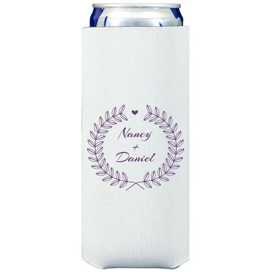 Heart and Wreath Collapsible Slim Koozies